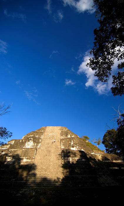 Steps up the side of the temple of the lost world, El Mundo Perdido, Tikal Guatamala